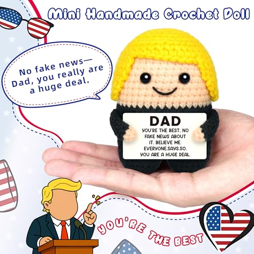 Image of Fathers Day Dad Gifts from Daughter Son Kids, First Fathers Day New Dad Gifts for Daddy, Best Daddy Ever Gift, Father Birthday Gift, I Love You Present for Dads, Funny Handmade Crochet Men Present