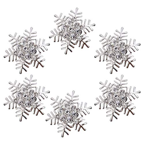 Amosfun Anéis de Guardanapo de Floco de Neve de Prata Com 6 Unidades de Anéis de Guardanapo para a C