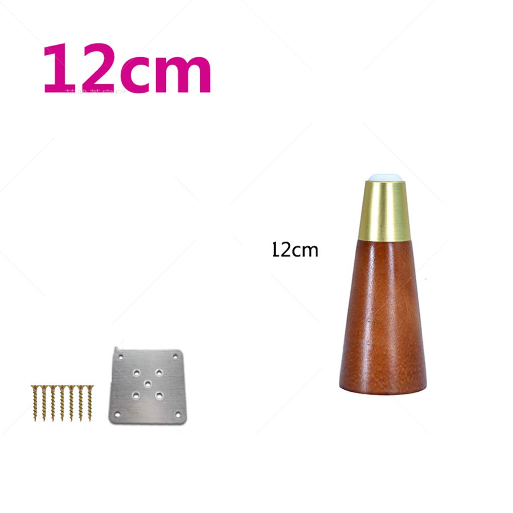 4 piedini di ricambio conici conici in legno massello, per mobili da tavolo, gambe in legno, gambe per mobili da divano, letto, sedia, divano, gambe in legno (noce, 12 cm)