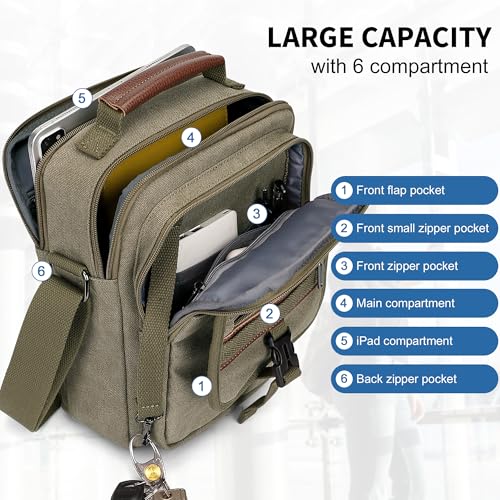 WITZMAN Crossbody Bag for Men Canvas Messenger Bags Vintage Man Purse Small Casual Shoulder Bag for Work Traveling3