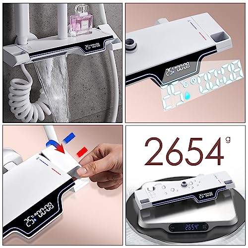 Robinet de douche à affichage numérique avec douchette à main 3 modes et mitigeur mural - 5
