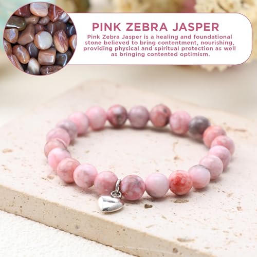 12pcs Inspirational Bracelet Gifts for Women,Sweet Heart Beaded Bracelet with Cards Gifts,Semi-Pprecious Stone Bead Bracelets, Stretch Bracelets Jewelry Gift(1 Inch,Multiple Styles)3