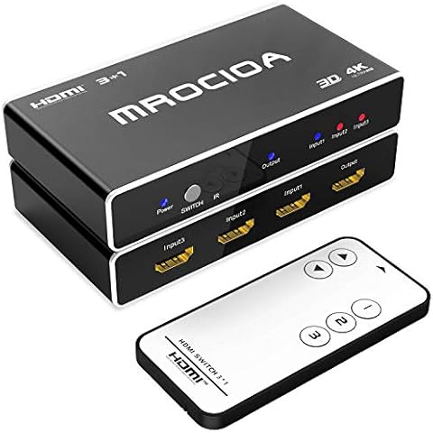 Hdmi Switch 3 in 1 Out 4K Hdmi Switcher Box with Remote. Hdmi Splitter 4K Hub. Support PS4/ Xbox One/Fire TV/Apple TV/Sky Box/STB/DVD/Laptop/Roku Cover