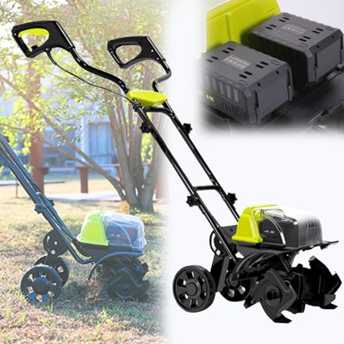 Cultivador EléCtrico Para JardíN, Ancho De Labranza De 36 Cm/14,2 Pulgadas Y Profundidad De Labranza De 18 Cm/7,1 Pulgadas, Cargador De BateríA De 4 Ah Incluido, Azada