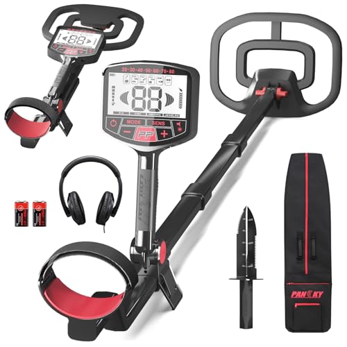 PANCKY Metal Detector for Adults Professional, Collapsible All-Terrain Pinpointing IP68 Waterproof Gold Metal Detector Kit 27.2 to 51.2' Adjustable, 5 Modes, 10.55x8.35 Coil, Higher Accuracy, PK1098