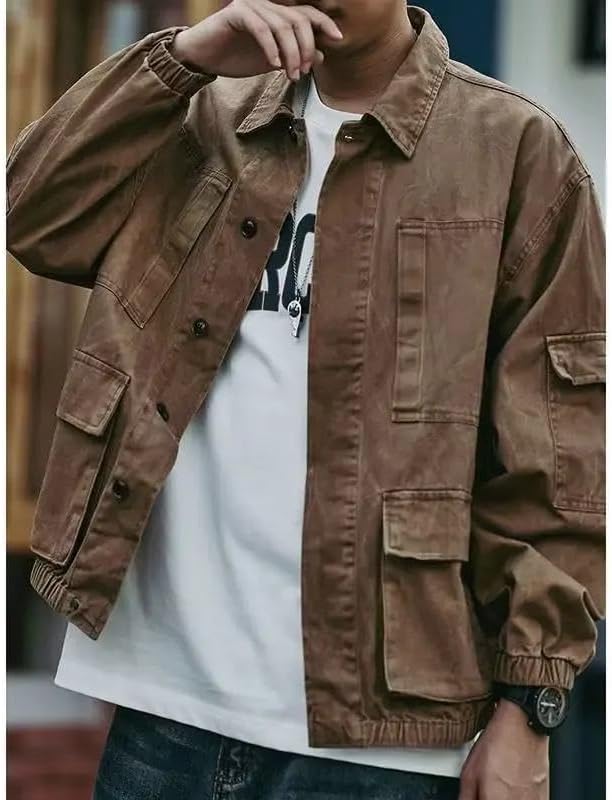 Xingfenly Casual cargo jacket loose all-match men' denim coat