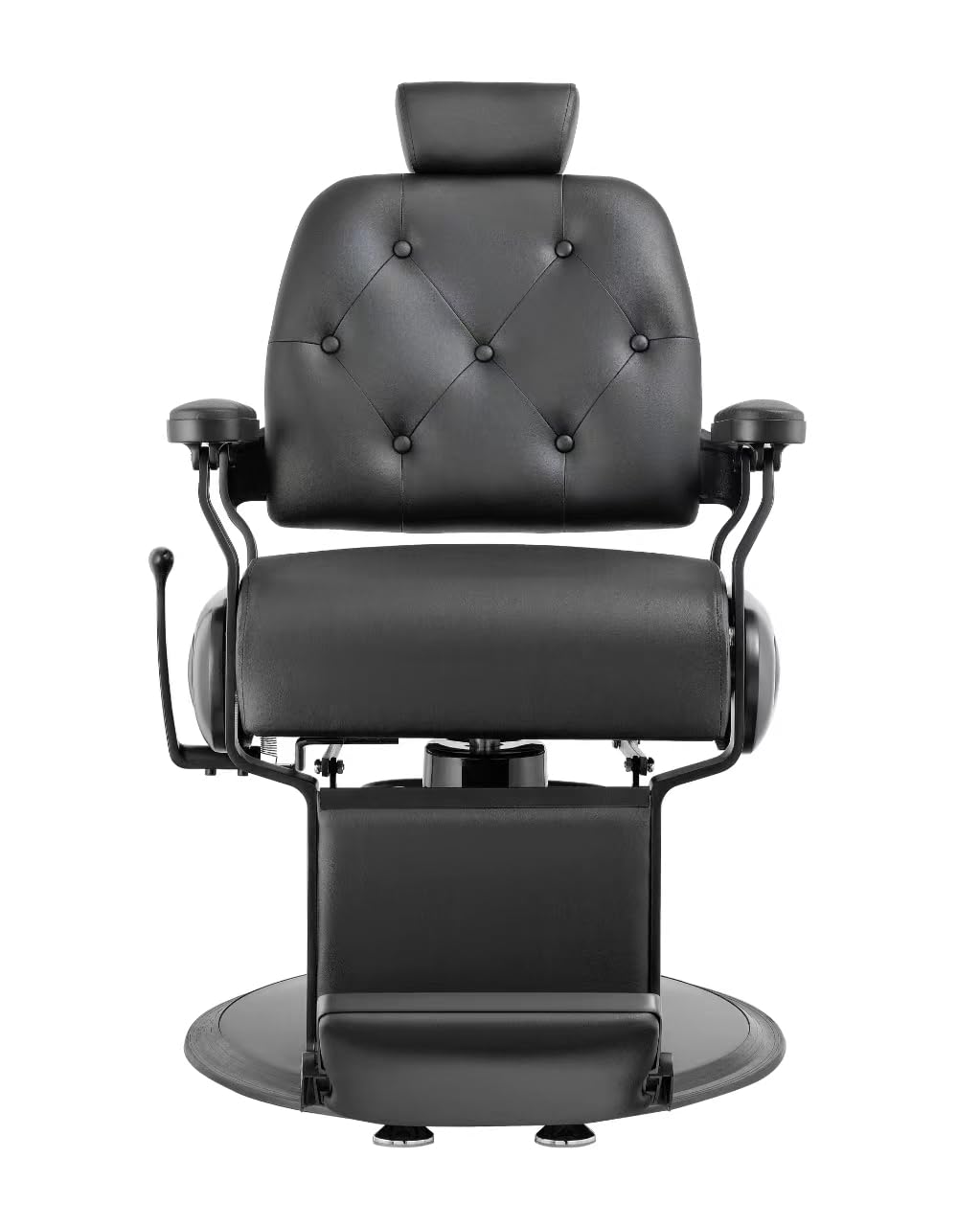 Genérico Sillón Clásico de Barbero hidráulico Estilo Retro Vintage con reposapies Integrado Modelo Crop Negro MUDI