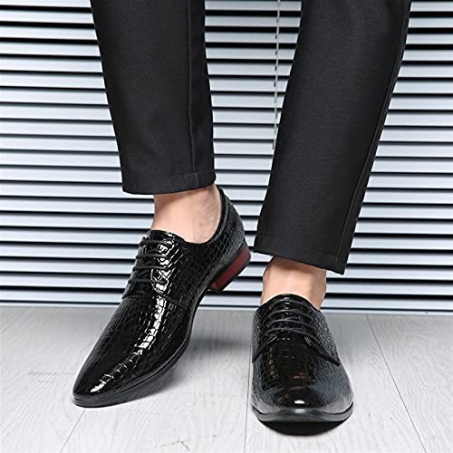 Single Season Dress Oxford Shoes for Men Lace Up Derby Shoes Crocodile Alligator Embossed PU Leather Rubber Sole Anti-Slip Block Heel Non Slip Wedding Very Popular Among Young People3
