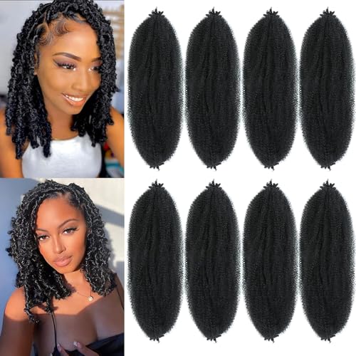 Parceria 8 Packs Afro Twist Hair Pre-Separated Spring Twist Hair 12 Inch Marley Twist Braiding Hair Soft Locs Crochet Hair Synthetic Hair Kinky Twist Hair for Women (12 Inch (Pack of 8), 1B#)