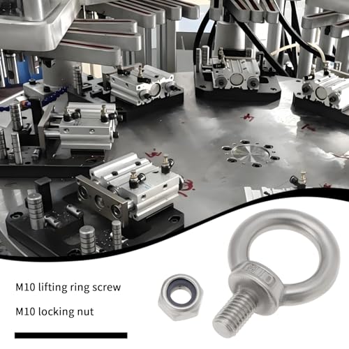 Image of OTOTEC 4 Sets M10 Lifting Eye Bolts with M10 Lock Nuts 304 Stainless Steel Eye Bolt for Mechanical Equipment Electric Power Marine Transportation