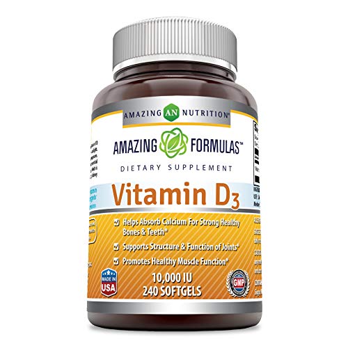 Amazing Formulas Vitamin D3 cholecalciferol - 10,000 Iu, 240 Softgels (Non GMO,Gluten Free) - Supports Calcium Absorption - Essential for Bone Health - Supports Healthy Immune Function