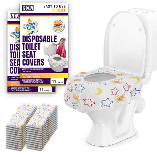 Toilet Seat Covers Disposable Value Pack - 22 Large Waterproof Potty Covers for Toddlers, Kids, and Adults by Mighty Clean Baby - 2 Packs of 11 Covers