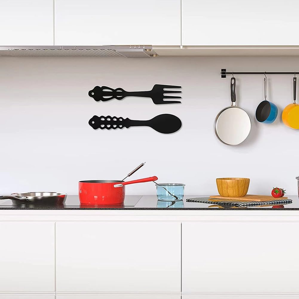 Posate Decorative Da Parete In Alluminio - Set Coltello, Forchetta E Cucchiaio, Argento, 64 Cm - Foto 10