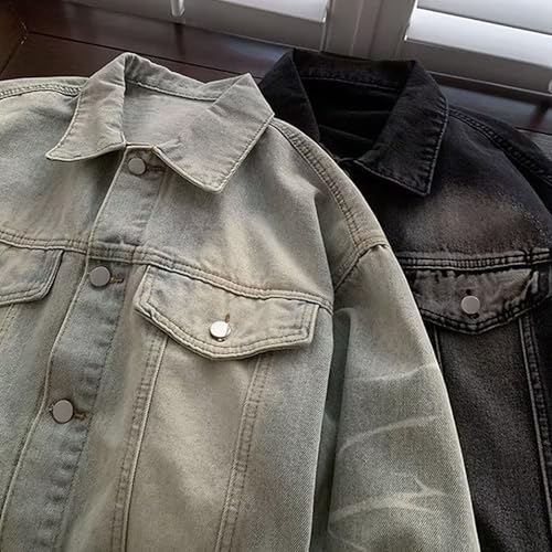 Veste en jean décontractée à revers ample et résistante - 7