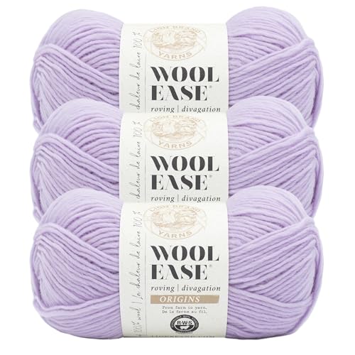 Image of Lion Brand Yarn, Wool-Ease Roving Origins Yarn, Lilac, Purple, 3 Pack