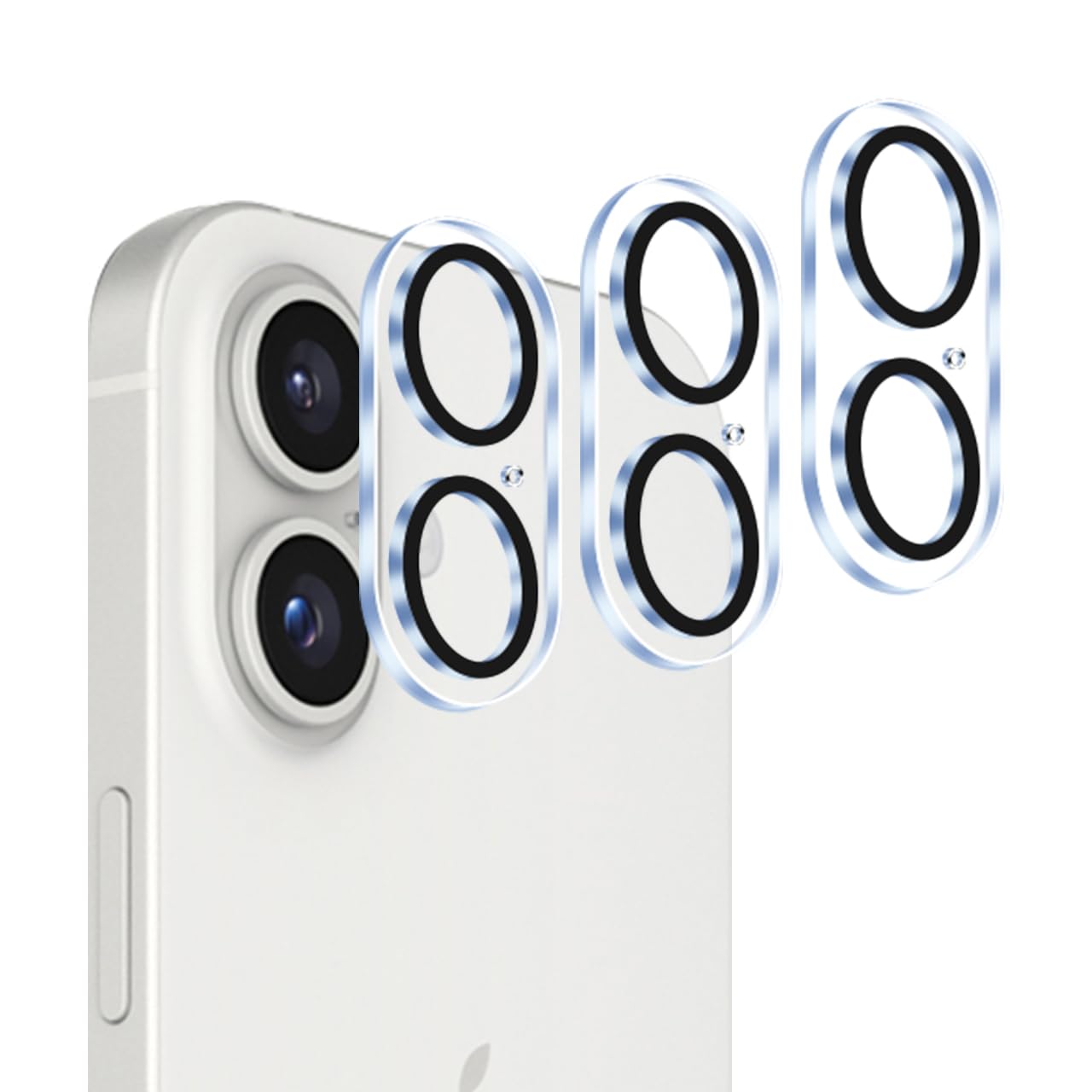 Wigsii 対応 iPhone 16 用 カメラフィルム 【3枚-日本AGC旭硝子素材製 】 iPhone 16 カメラ保護フィルム 硬度9H 耐衝撃 耐スクラッチ 透過率高 指紋防止 撥水撥油 アイフォン16 対応 レンズ保護フィルム 露出オーバー防止 気泡ゼロ 貼り付け簡単WJIP163J
