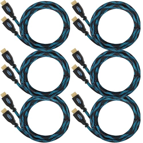 Image of 6-Pack of 10 ft HDMI Cables, Premium Braided Cord, High Speed with Ethernet, Supports HDMI 2.0b 4K 60hz HDR and ARC