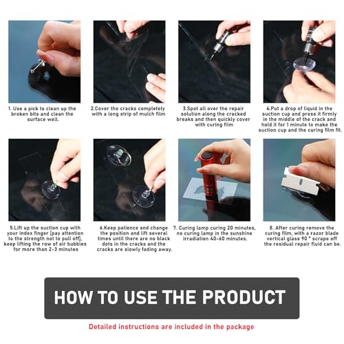 Image of Ohleats Windshield Repair Kit, Windshield Glass Crack Gone Repair Nano Fluid Resin Filler, Quick Repair Kit for Fixing Windscreen Chips Bulls-Eye Star-Shaped Crack, Car Accessories