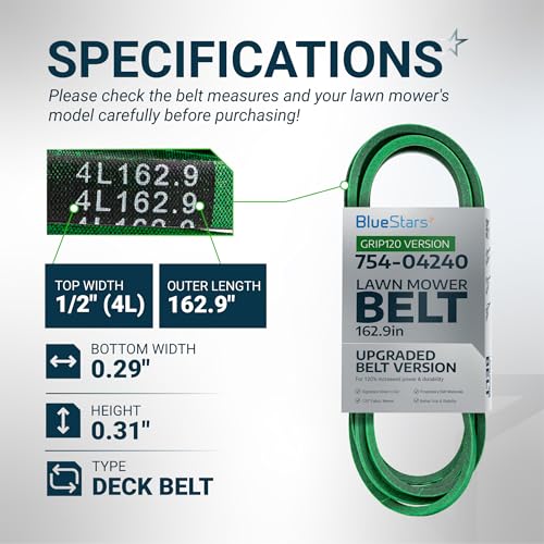 Image of [Upgraded Grip120] BlueStars 754-04240 954-04240 Mower Deck Belt 1 /2x162.9