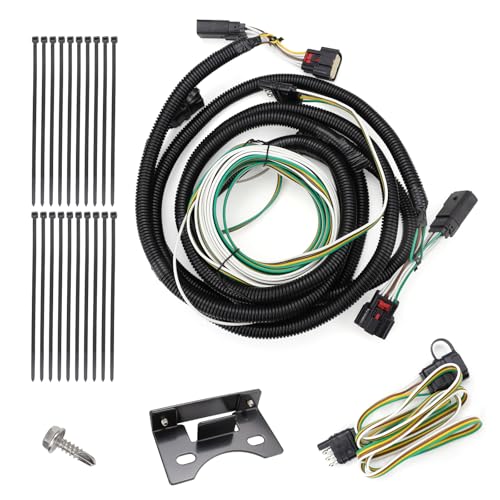 Towed-Vehicle RV Wiring Harness Kit Compatible with Jeep Wrangle JL 2018-2024, Jeep Gladiator 2020-2024 Towing Front Wiring Harness for Flat Tow with 4-Pin Flat Trailer 58964