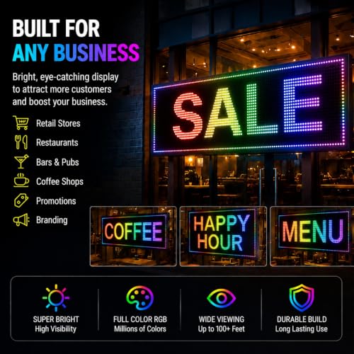 Image of 39 inchX14 inch Led Sign,Programmable Scrolling Outdoor Digital Business Custom Display Waterproof Ip65
