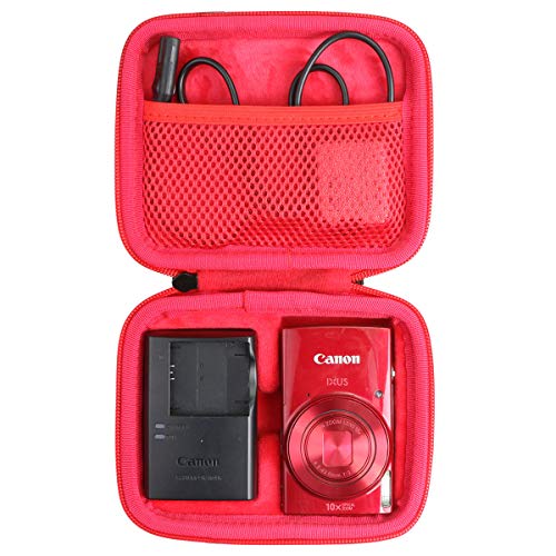 khanka Duro Viaje Estuche Bolso Funda para Canon IXUS 185 Cámara（Case Only） (Rojo&Blanco)