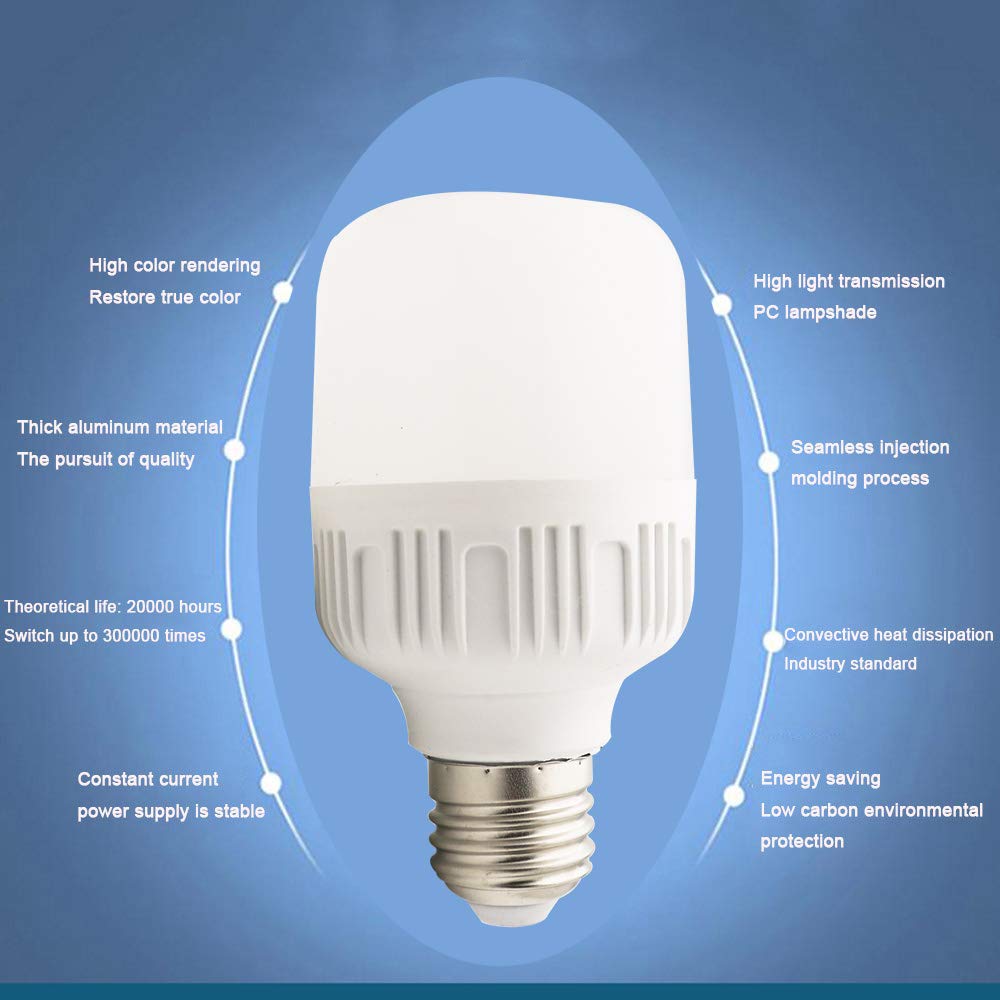 Bombilla LED E27 9W, Bombilla de Estilo Retro, Equivalente a 60W, 6000K, Luz diurna, Luz Blanca Fría, No Regulable, Paquete de 20