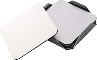 BESTonZON Set di 6 Pezzi sottobicchieri in Acciaio Inox Quadrato Antiscivolo Resistente al Calore Coppa Mats tovagliette da tavola con Supporto di Base (8.5 x 8.5 cm)