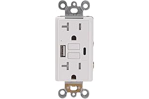 Combination 20A Self-Test GFCI Outlet and Type A & Type-C USB Outlet with USB Charger