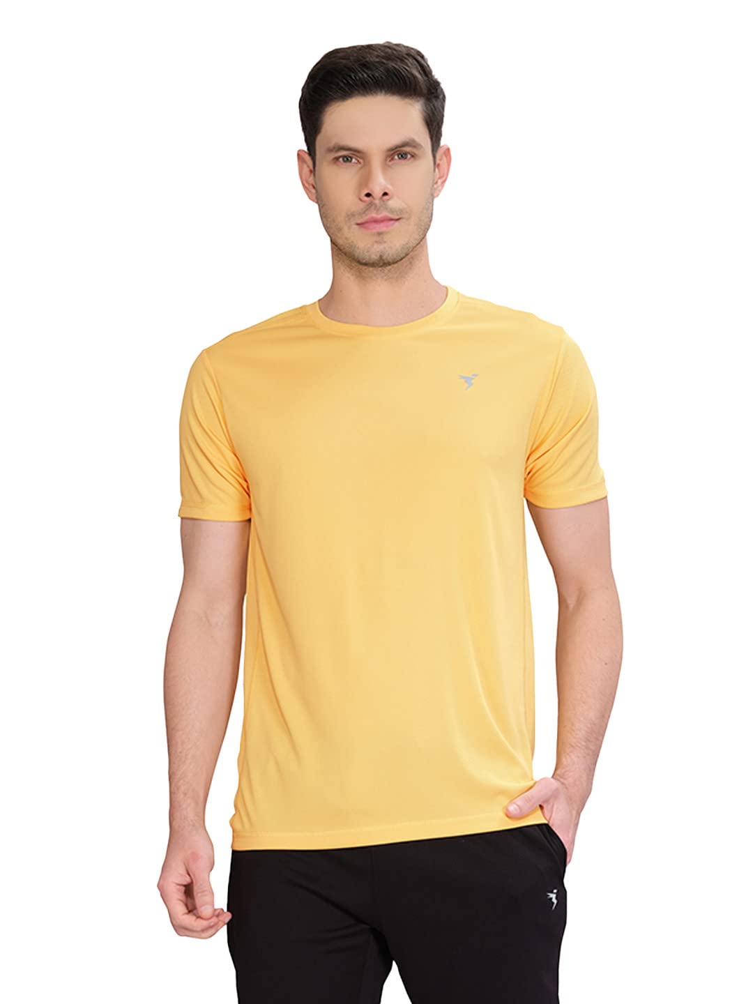 TECHNOSPORTOr10/12 Men's Solid Basic Half Sleeve Regular Crew Neck Spandex Dry Fit T-Shirt: Ideal for Cycling, Gym, Running and Sports - Stretchable Performance Wear