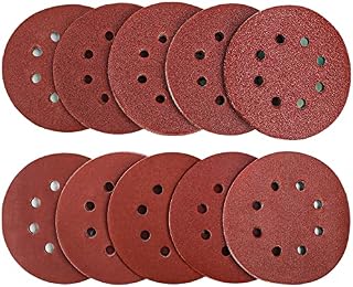 100Pcs Sanding Discs Pads, Augola Hook and Loop 40 60 80 100 120 150 180 240 320 400 Mixed Grits 125mm Sandpaper Sheet for Random Orbital Sander, 8-Holes