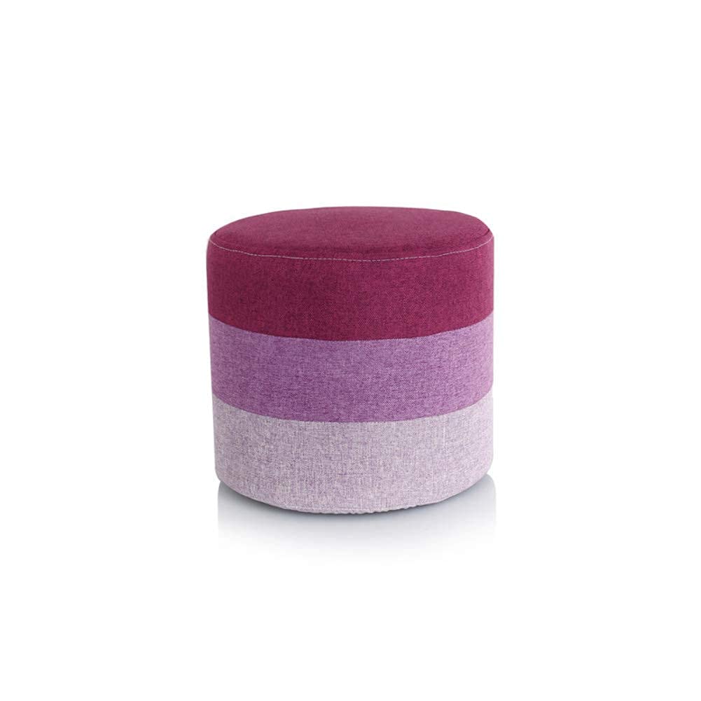 Pouf rond ottoman pour salon et chambre tabouret de pied en tissu coloré D