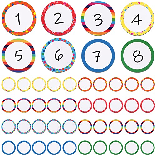 Tudomro 48 Pcs Numbers Magnetic Accents Round Whiteboard Magnets for Whiteboard Labels Numbers Circle Name Colorful Blank Magnetic for Classroom, 8 Colors