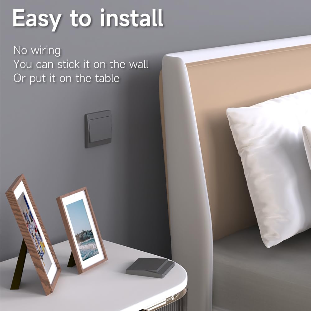 Grau Selbstbetriebener kabelloser kinetischer Schalter-Set RF-Fernbedienung kabelloser kinetischer Schalter ohne Batterie kabellose Funkschalter (Grau 1Gang 2V2 EU)