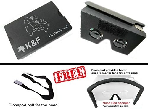 Google Cardboard V2 Virtual Reality 3D Kit Compatible With 3.5"-6" Smartphone Screens, Includes QR Code, Adjustable Headstrap, And Elegant Cardboard Design By K&F