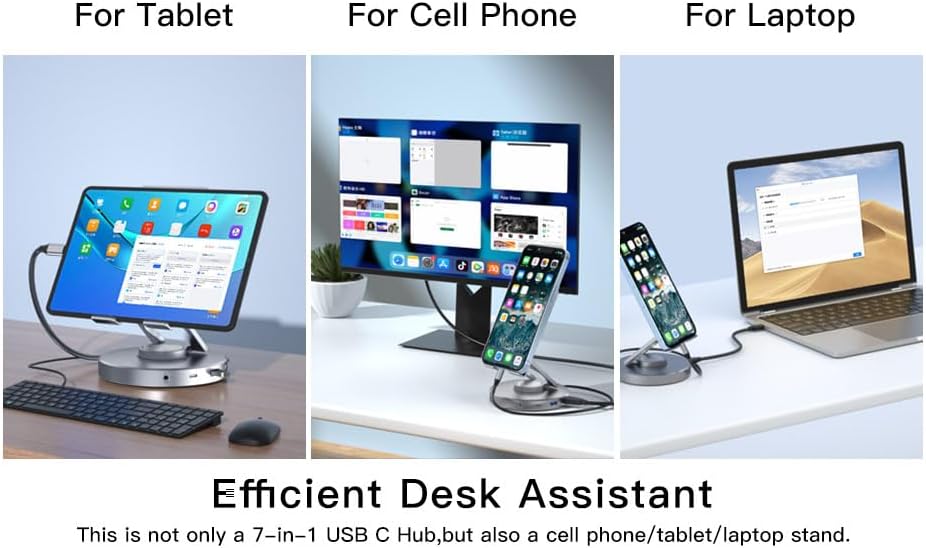 Miniatura 5 de YCE - Estación de acoplamiento 6 en 1 para Steam Deck y ROG, con HDMI de 4K a 60 Hz, PD de 100 W, audio, USB A, USB C giratorio plegable tipo C