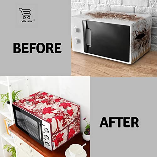 Image of Polyester 3-Layered Microwave Oven Top Cover With 4 Utility Pockets Suitable for Upto 30 Liter (Color- Red, Size-36x14 Inches)