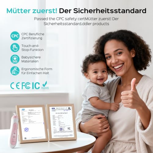 COSLUS C52 Baby Nail File Electric: Fünf Gänge mit LED Sanfter Leuchten 6 Schleifköpfe, geeignet für Babys und Erwachsene – Ansicht 2