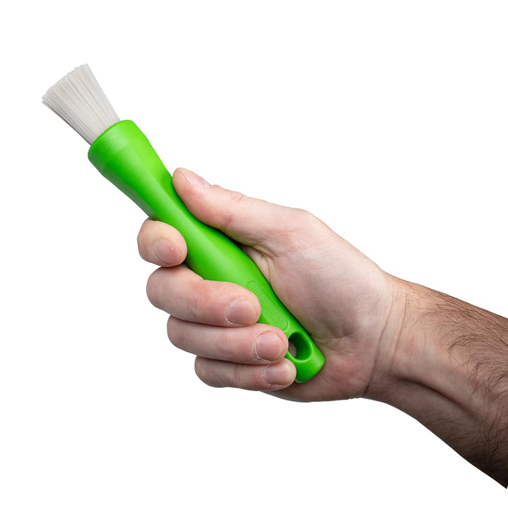 Cepillo de mano de alambre con mango ergonómico y cerdas apretadas para cocina, garaje, interior, exterior (nailon)