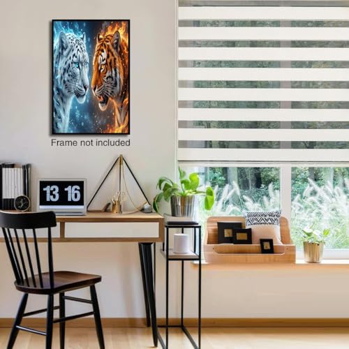Cuadro de tigre en 3D azul y naranja de 60x90cm sin marco para decoración de salón moderno 4