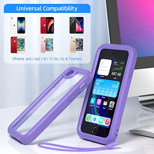 WXR for iPhone SE case 2022/2020,iPhone 8/7/6S/6 case,Soft Silicone Bumper & Crystal Clear Hard PC Back and Inner,3in1 Heavy Dropproof Case for iPhone SE 3rd/2nd 4.7 inch. (Purple) by WXR - Used condition - Image 2