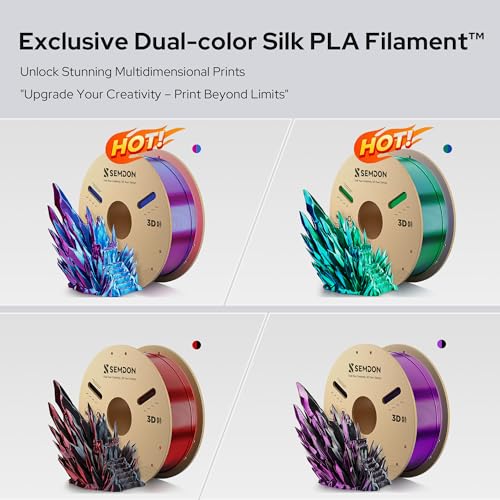 Image of Dual Color Silk PLA Filament, Gradient 3D Printing Filament 1.75mm (±0.02mm Accuracy), Metallic PLA Filament for Christmas Decor,Cosplay,DIY,Blue & Rose Red,1KG(2.2lbs) Spool