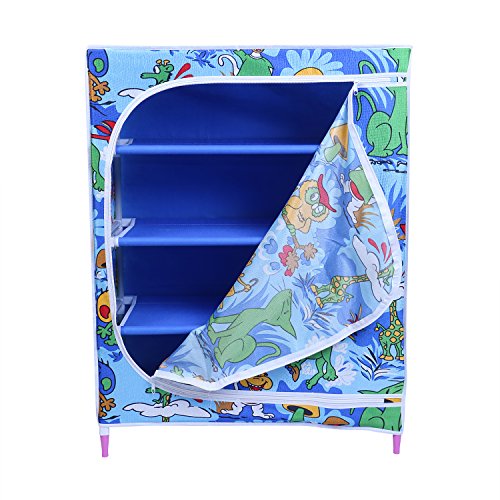Image of Little One's | 4 Shelves Baby Foldable Wardrobe | Jungle Blue (Made in India)