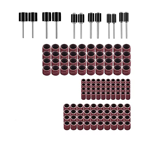 DUO ER 132pcs 1/4 3/8 1/2Inch Sanding Drum Set with Sanding Mandrels Sanding Bands for Nail Rotary Abrasive Tools Sanding Bands