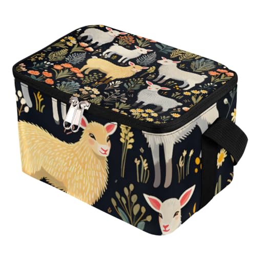 GzLeyigou Lunch Bags for Women Men 9 Cans,Llama Animal Hot & Cold Food Delivery Bag Insulated Grocery Bag Insulated Lunch Box Sheep Cooler Bag for Office Work Picnic Beach