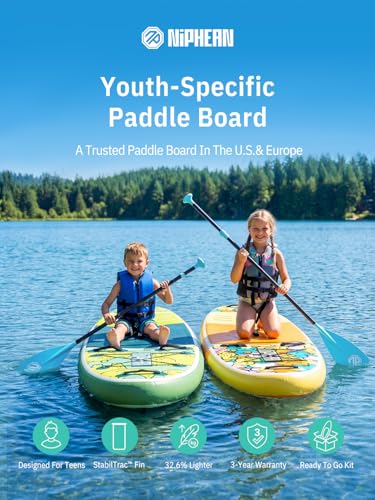 Image of Niphean (Extra Large) Inflatable Paddle Board, SUP for 2+1 People /Family 500lbs Capacity Stand Up Paddle Board with SUP Accessories, StabilTrac Fin Non-Slip Paddleboard for Adults