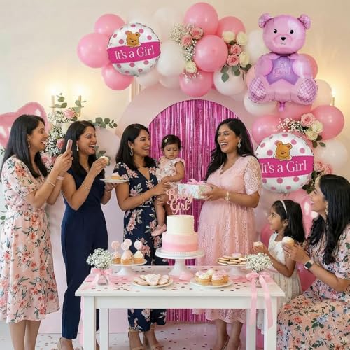Image of Party Propz Welcome Baby Girl Decoration Kit - 38 Pcs Baby Girl Welcome Home Decorations Kit, Name Ceremony Decoration Items, Cradle Ceremony Decorations (Foil, Latex)