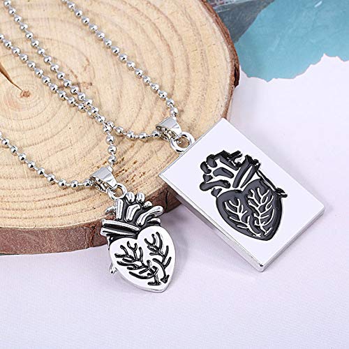 JENPECH Colar com pingente de strass corrente de clavícula, 2 peças criativas em formato de coração