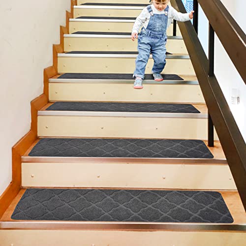 Alfombrillas de escalera autoadhesivas Weigudoc gris 15 piezas 76x20 cm 4