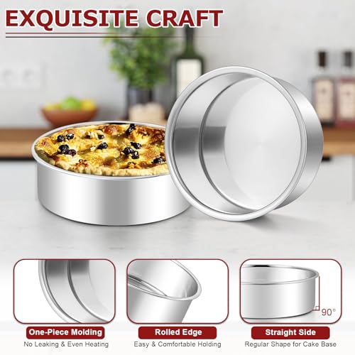 LIANYU 6 Inch Round Cake Pan, Stainless Steel Baking Layer Cake Pan Tin, Heavy Duty Metal Round Tier Baking Tins, 2In Tall, Oven & Dishwasher Safe — view 4